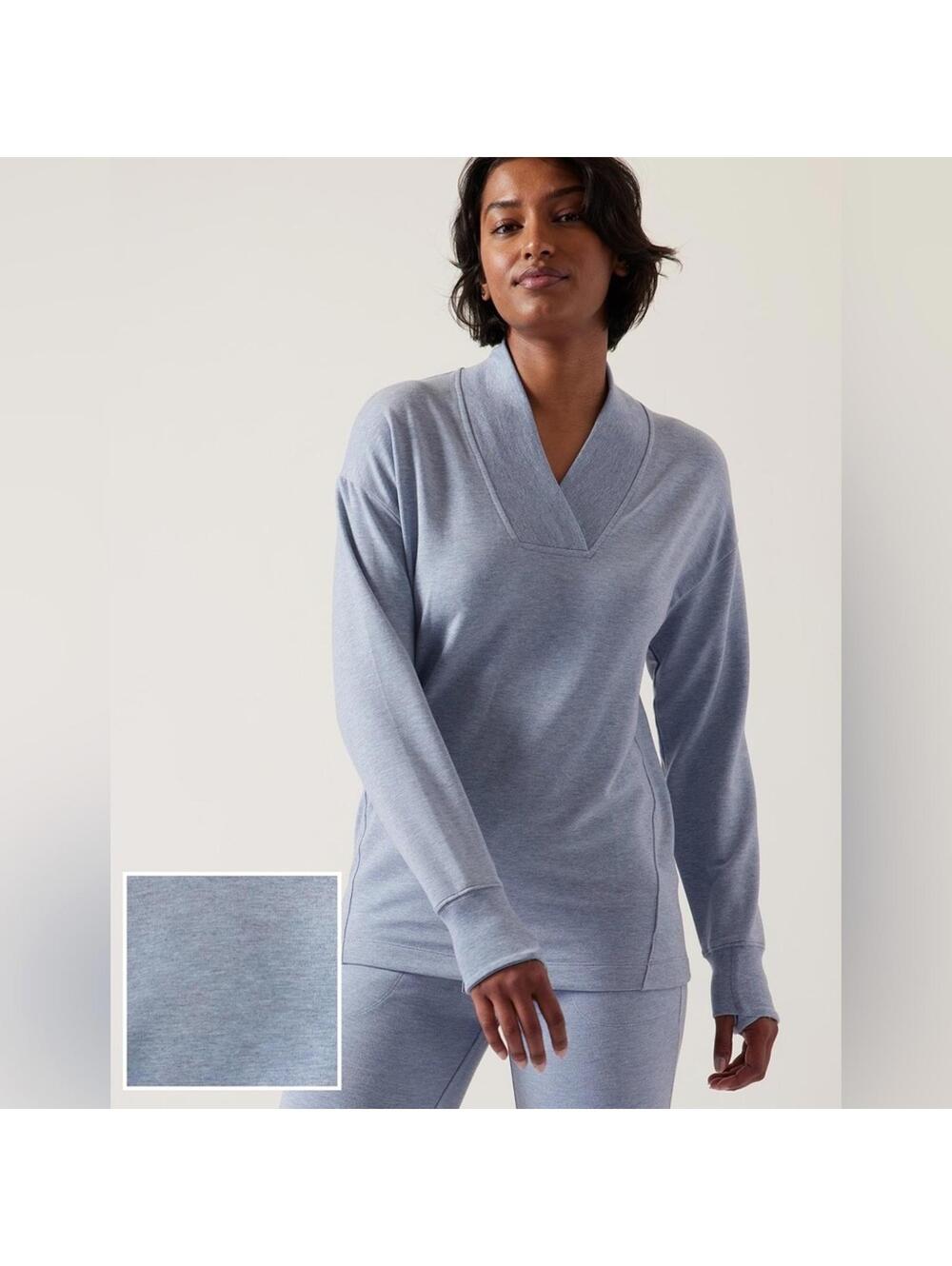 Athleta Clarity V-Neck Sweatshirt Blue